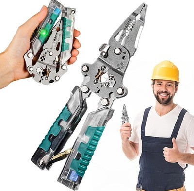 2025 New Tuvilo Electrical Pliers，Pliers with Screwdriver & Wire Stripper   Fold
