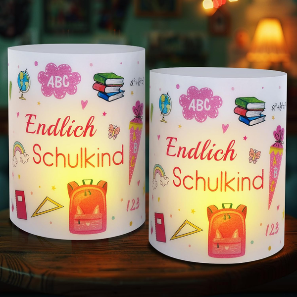 12 Windlicht Tischdeko Einschulung MäDchen, Deko Einschulung MäDchen , Windlicht-image
