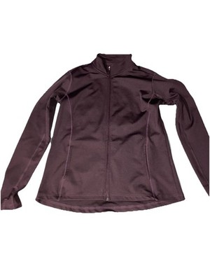 LEG3ND Women's Dark Purple Full Zip Activewear Jacket Pockets Polyester Spandex