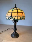 Vintage Tiffany Style-Stained Glass Table Lamp 14 1/2” Tall Shade Is 8”