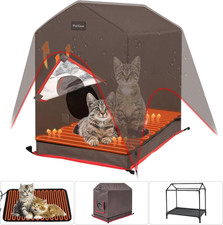 Heated Cat House for outside Feline in Winter, Insulated Outdoor Cat House Shelt