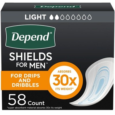 Depend Shields Incontinence Pads for Men, Light Absorbency, 58 Count (Packagi...
