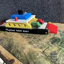 Vintage Wooden Playskool Little People Play Family Ferry Boat.