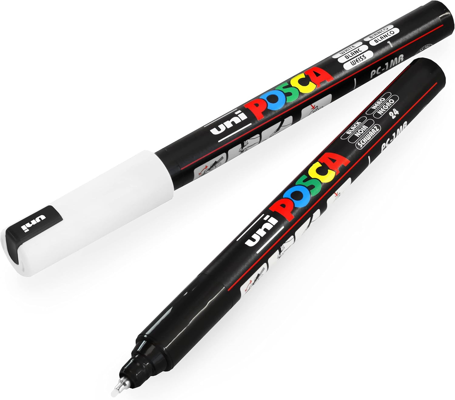 Uni PC-1MR 0.7Mm Paint Marker - Black and White (Pack of 2)