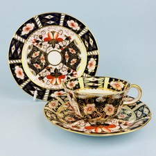 Royal Crown Derby Imari 2451 Trio - Tea Cup, Saucer & Side Plate - England c1913