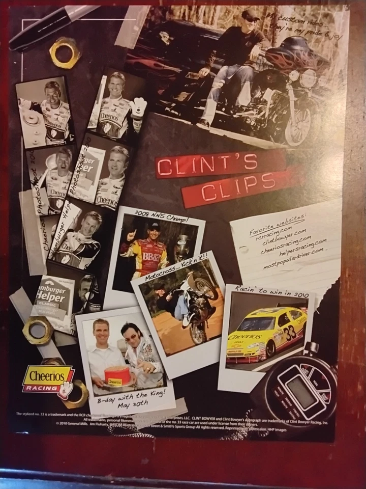 POSTAL PROMOCIONAL NASCAR CLINT BOWYER CHEERIOS RACING TEAM 2010 Foto 2 de 2