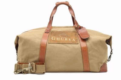 GHURKA 2way Tote Shoulder Handbag Rare Tag Large Unisex Canvas Brown 7305h