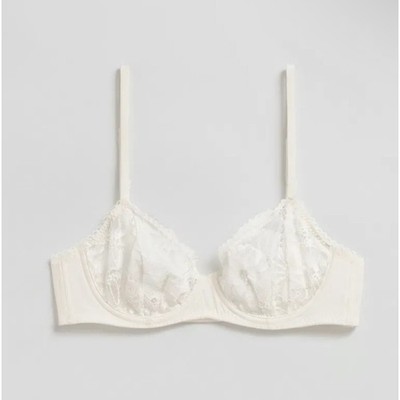 & Other Stories 34D Lace Underwired Bra White Cream Poppy Sheer Adjustable Strap
