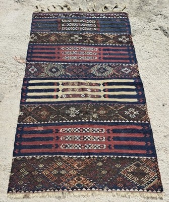 Seltener 200 Jahre alter Reyhanlı Woll Kelim Teppich aus der Türkei - 166 cm x 86 cm