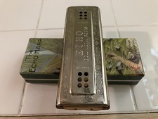 Vintage M. Hohner THE ECHO HARP Harmonica In Original Box, Bell Metal Reeds G/C