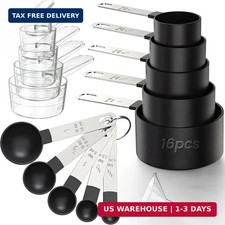 16PCS Measuring Cups and Spoons Set, Measuring Spoon Set with Metric and US Meas