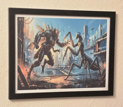 Locust vs Mantis Duel Cyborg Series #1 Framed Art Print By Vista Eagle