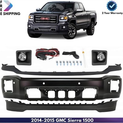 Front Bumper Paintable Steel & Fog Lights Kit For 2014-2015 GMC Sierra 1500
