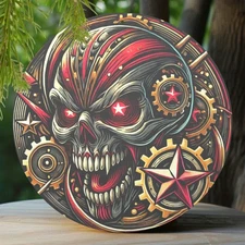 Thuggish Skull 8x8in Vintage Aluminum Sign for Bar/Club