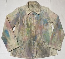 Vintage White Stag Hand Painted Upcycled Jacket Women’s Small Paint Splatter