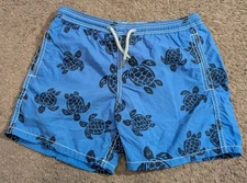Vilebrequin All Over Turtle Print Blue Swim Trunks Youth Boys Size 10