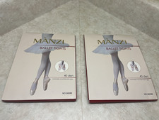 Lot of 2 Pairs Manzi Ballet Tights Convertible 40 Den 13 Naturel Size 4-6 56086