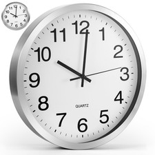 30cm Wanduhr Ohne Tickgeräusche Modern Bürouhr Küchenuhr Lautlos Groß Edelstahl