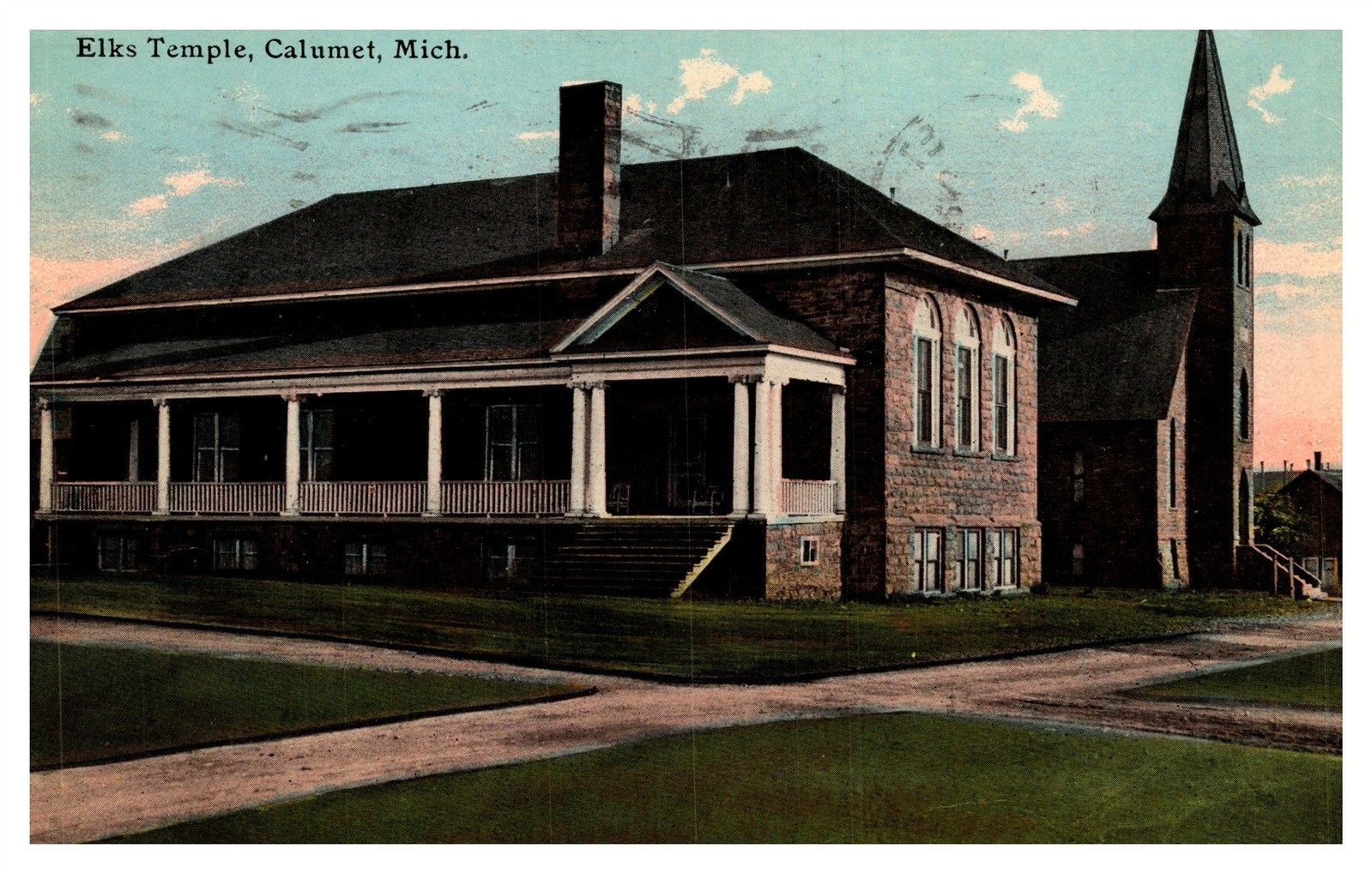 Elks Temple Meeting Place Calumet MI C1910s Postcard AF8