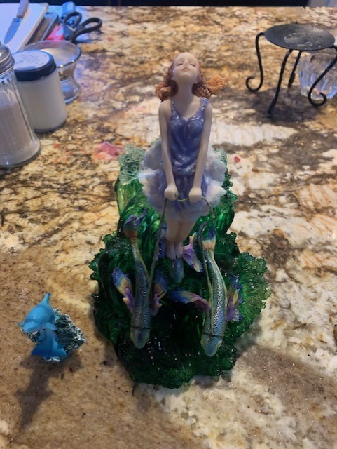 Pacific Giftware: Young Girl Riding Fish Fantasy Figurine + Dolphin Figurine