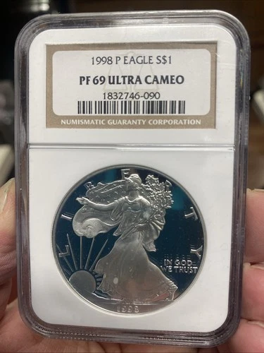 1998-P NGC PF69 ULTRA CAMEO 1 OZ AMERICAN SILVER EAGLE