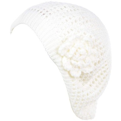 BYOS Women s Chic Cutout Open Net Knit Lightweight Slouchy Crochet Beret Hat