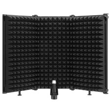 Moukey Microphone Isolation Shield, Foldable Mic M 17.8''x12.8'' , Black