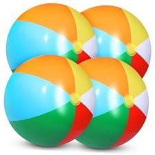 4 Pcs Giant Inflatable Beach Ball 30inch Large Baseball Soccer Rainbow Style