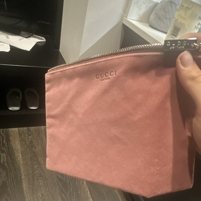 Gucci Pink Zipper Makeup Bag Zip Closure Cosmetic Pouch