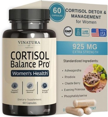 VINATURA Cortisol Supplements for Women  Cortisol Detox and Management  Adren...