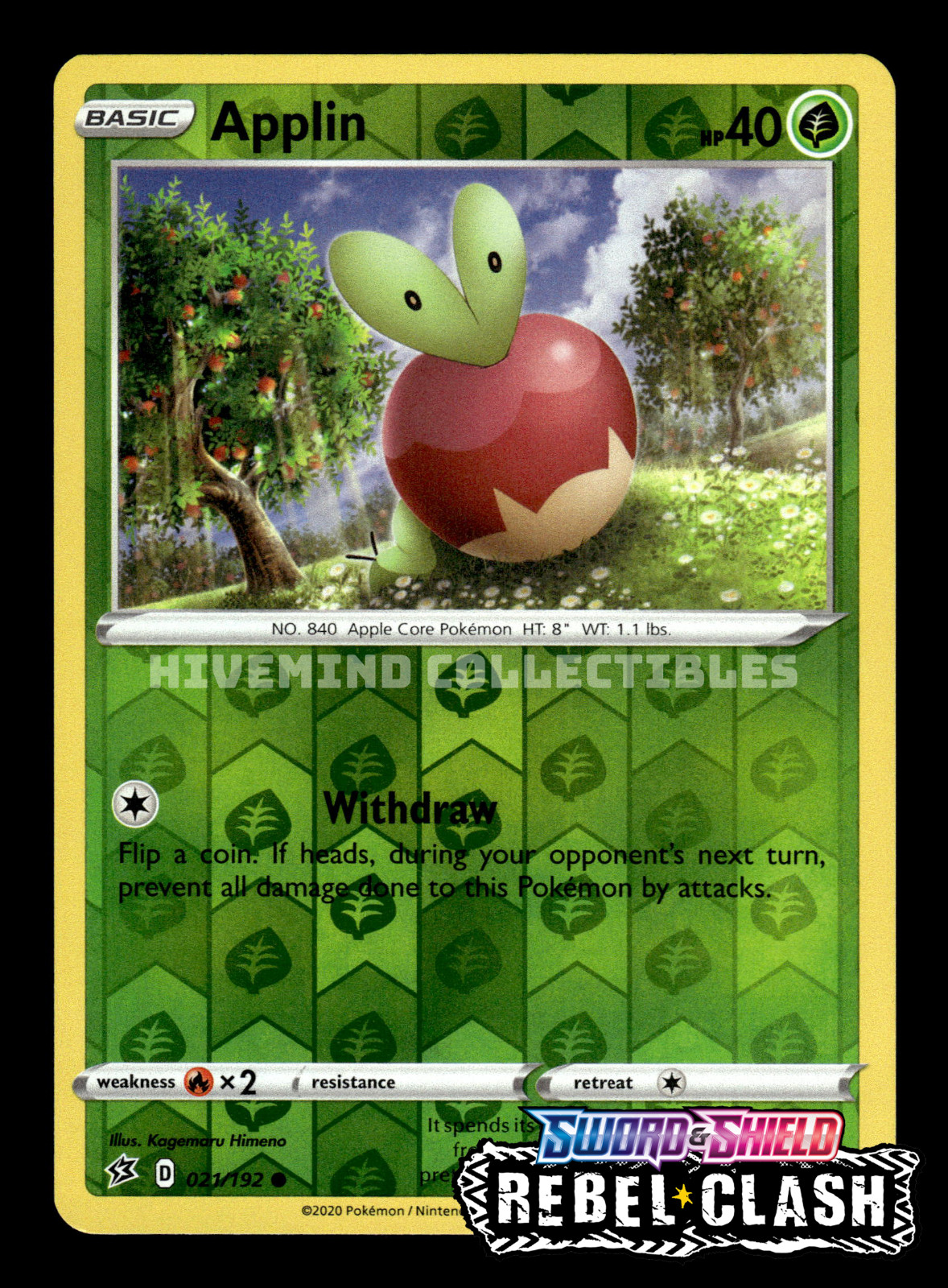 Applin 021/192 Rebel Clash Reverse Holo Pokemon Card
