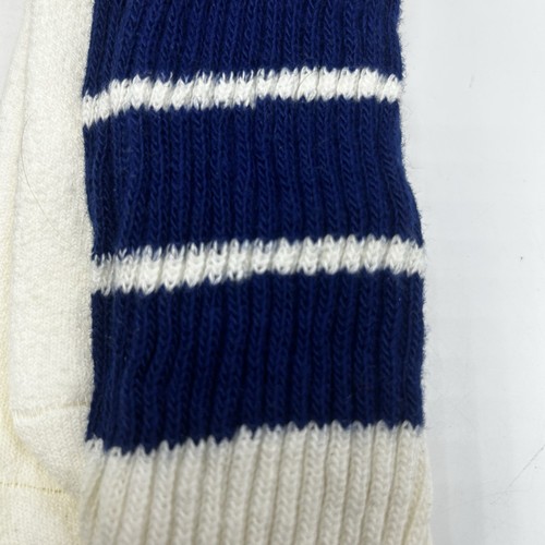 Vintage Tube Socks Mens 9 to 14 80s Blue Striped 21 in Over The Calf Throw Back - Picture 3 of 5