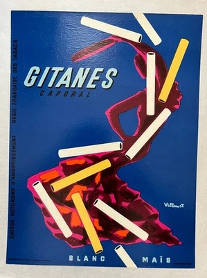 1960s Gitanes Caporal Poster by Bernard Villemot – French Tobacco
