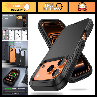 Rugged Heavy Duty iPhone 17 Pro Max Case - Shockproof Dual Layer Armor Shell, Bl