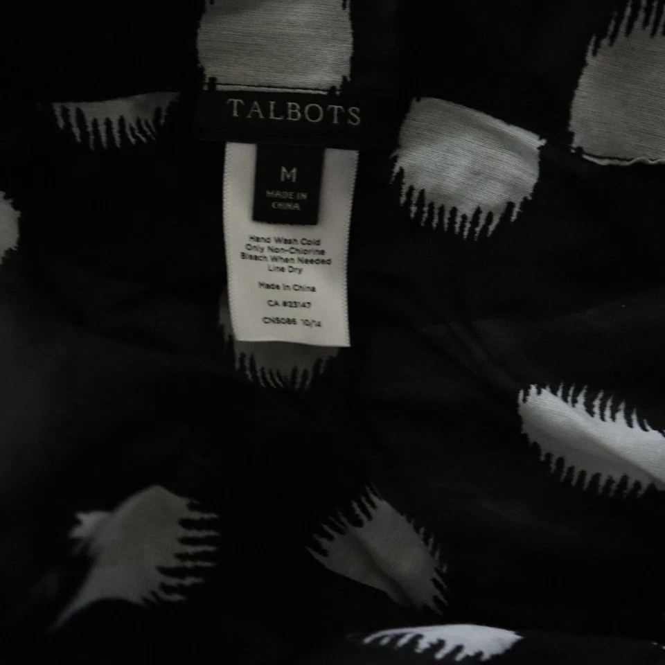 Talbots Black White Polka Dot Silk Blend Short Sleeve Tie Waist Cover Up Size M - Image 4 of 4