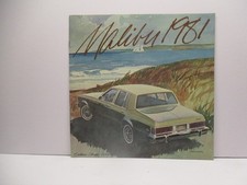 Chevrolet GM 1981 Malibu folleto de auto vintage concesionario ruedas neumáticos letrero