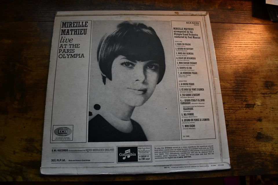 Mireille Mathieu - Live At The Paris Olympia - SCX 6246 - French Chansons - Image 2 of 3