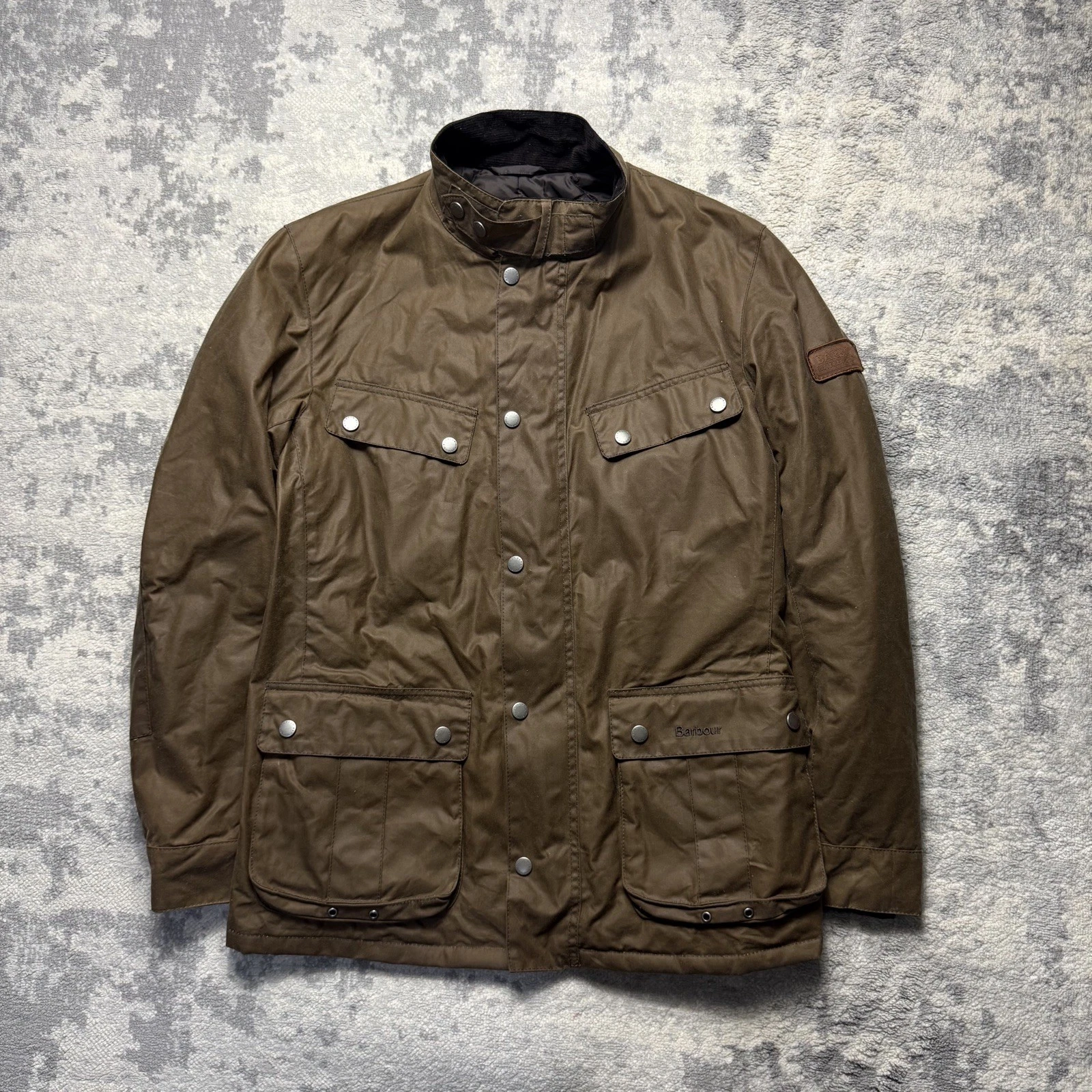 Barbour Jacket Mens S Brown Duke Wax Waterproof Biker Quilted Country Coat 36-37