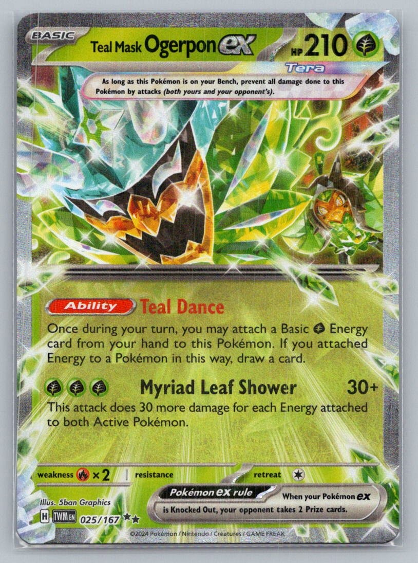 Teal Mask Ogerpon ex 025/167 Prize Pack Series Cards Holo Double Rare NM
