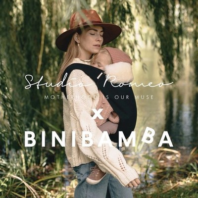 NWOT Studio Romeo x Binibamba Up & Go Baby Carrier Black Sheepskin Liner Milk