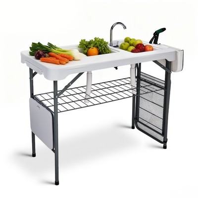 Outdoor Folding Portable Fish Cleaning, Cutting Table Camping with Sink Faucet