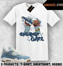 Shirt Match AJ 4 Denim Worn Blue Sneaker Matching Sneakerhead Girl Nail T-Shirt