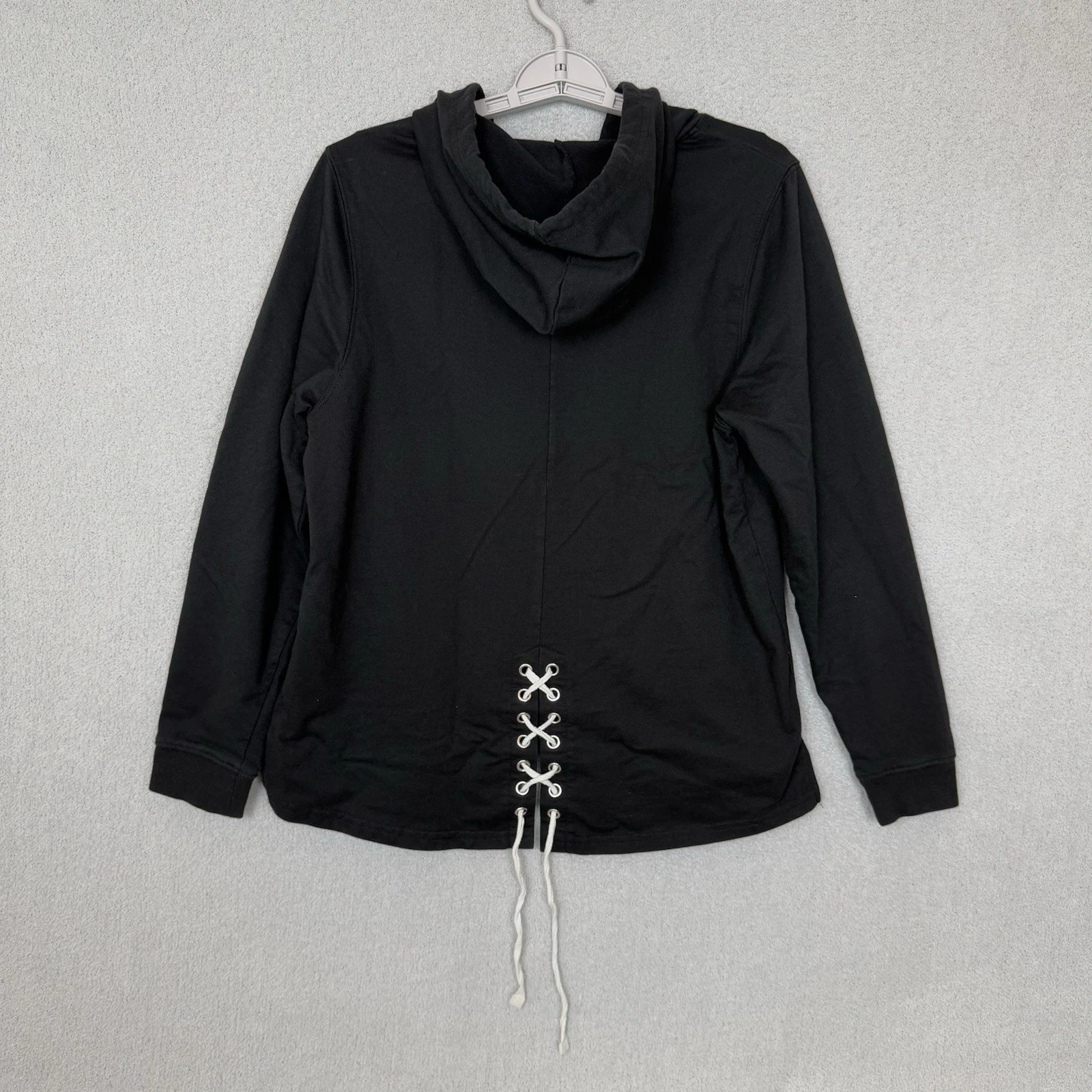 VETEMENTS Georgia Bulldogs Felpa con Cappuccio Donna Large (12 14) Nera Manica Lunga Lacci Schiena