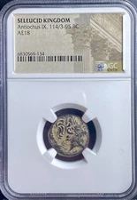 114-95 BC NGC Certified Ancient Greek Seleucid Kingdom Coin Antiochus IX Genuine