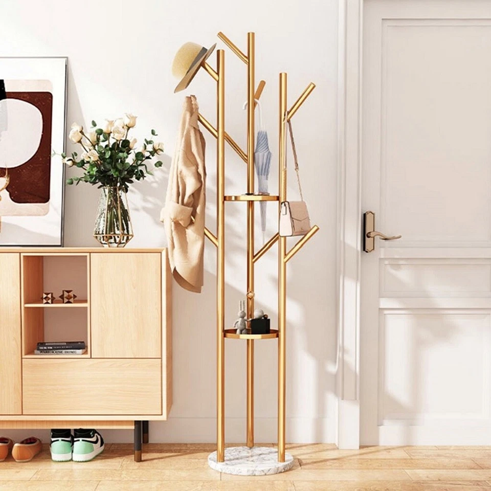 Garderobenständer Kleiderständer Marmor Standgarderobe Goldene Garderobe 172cm - Bild 2 von 4