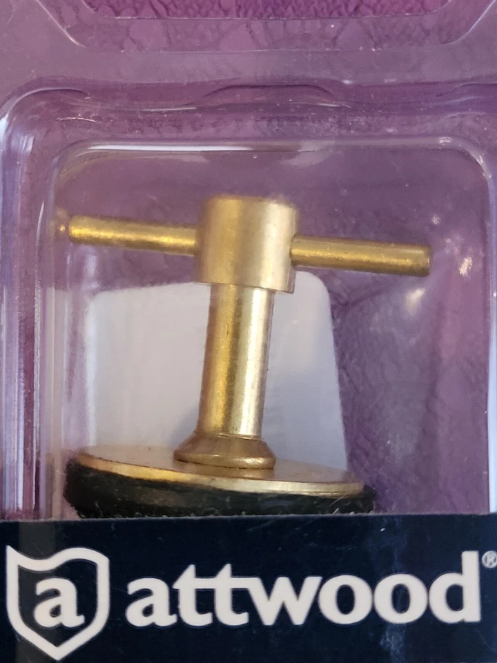 Attwood Brass T Handle Drain Plug w/o Chain 1 In Dia Clam Pk 7526A7 - Image 3 of 4