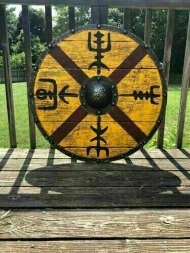 Medieval Collectible Battle Ready Wooden Handmade Yellow Medieval Roman Empire - Picture 2 of 7