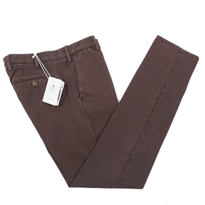 Luigi Borrelli Slim-Fit Chocolate Brown Garment-Washed Cotton Pants Chinos 32