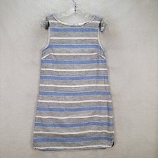 Beach Lunch Lounge Womens Dress Size XS Blue Striped Linen Blend Classic Shift