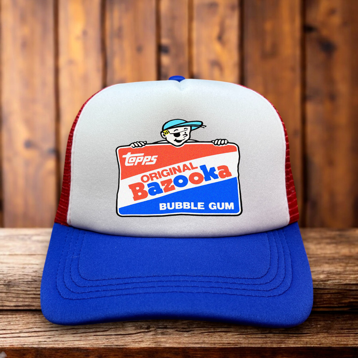 Bazooka Bubble Gum Mens Trucker Hat Blue Snapback Topps 1960s Logo
